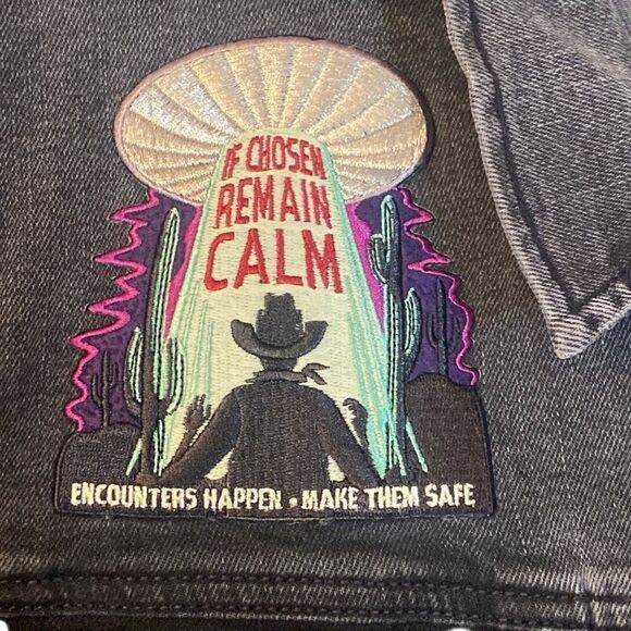 Alien Space UFO Themed Denim Jacket Handmade Unique One-Of-A-Kind Men Size XXXL - Picture 4 of 12